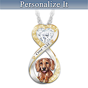 Always In My Heart Dachshund Personalized Pendant Necklace