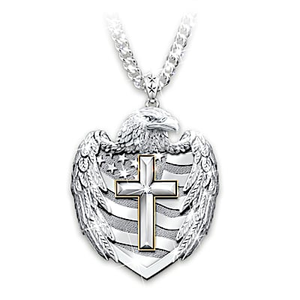 1-Diamond One Nation Under God Pendant Necklace