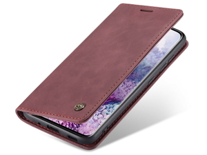 CaseMe Slim Synthetic Leather Wallet Case with Stand for Samsung Galaxy S20 FE 5G - Burgundy