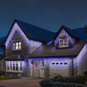ConnectGo 2m Icicle Light, 100 Blue and White LEDs, Clear Cable