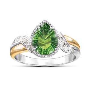 Majestic Helenite And Diamond Ring Size 8.5
