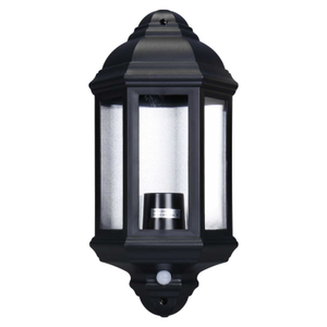 60W Half Lantern with PIR Black