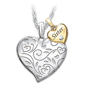 Forever My Sister Always My Friend Diamond Pendant Necklace