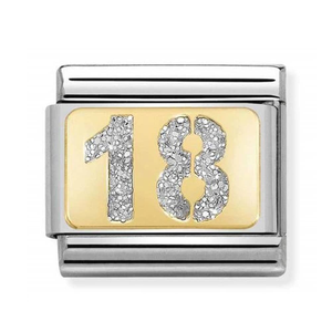 Nomination CLASSIC Gold Glitter Number 18 Charm 030224/01