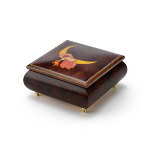 Nostalgic Wood Tone Child on Moon Sleeping with the Stars Sorrento Music Box