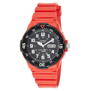 Casio Classic Diver Orange Resin Black Dial Men's Watch - MRW200HC-4B