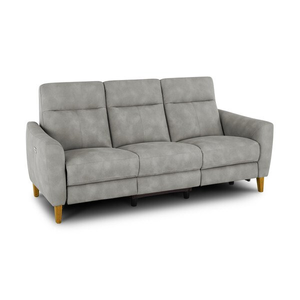 Dylan 3 Seater Electric Recliner Sofa in Oxford Grey Fabric