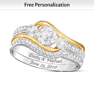 Love's Endless Embrace Personalized Diamond Ring Set