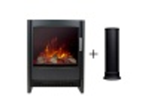 Sureflame Keston Electric Stove in Black with Straight Stove Pipe