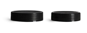 70mm Black Polypropylene Ribbed Caps w/ Foam Induction Liners