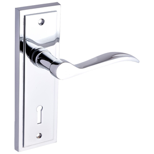 Berkley Key Lock Lever Door Handle - Polished Chrome - Internal/External - Pair - Designer Levers