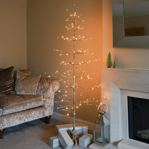 Champagne Gold Twig Tree, Warm White LEDs
