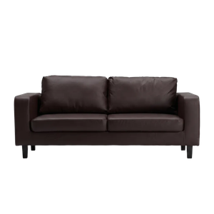 Box Brown Leather 3 Seater Sofa