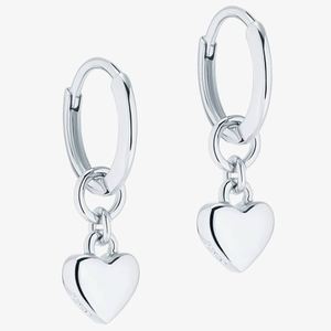 Ted Baker HARRIE Silver Tone Heart Huggie Hoop Earrings TBJ2578-01-03