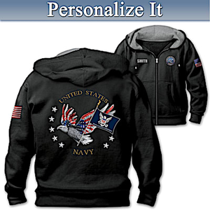 Navy Pride Personalized Hoodie Size Medium (38-40)