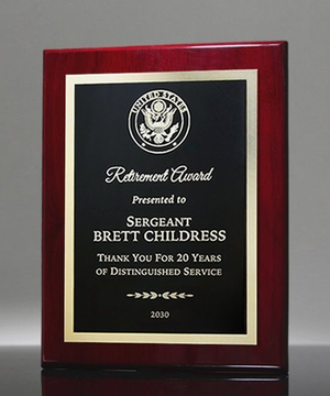 Distinguished Retirement Plaque
