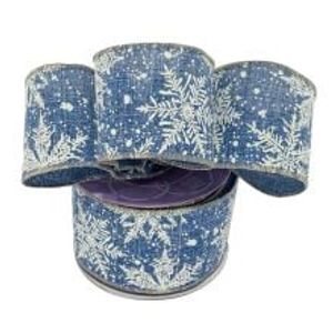 Navy/White Falling Snow Wired Ribbon - 2-1/2" X 10 Yards - Embellishments & Trims by Paper Mart