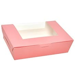 Round Bakery Lt. Pink Corner Wndw Bkry Box-Pkg - 8 X 5-3/4 X 2-1/2 - Polyethylene - Quantity: 25 by Paper Mart