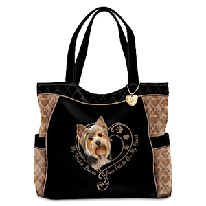 Paw Prints On My Heart Yorkie Tote Bag