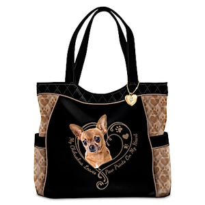 Paw Prints On My Heart Chihuahua Tote Bag