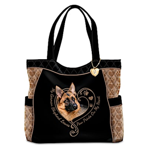 Paw Prints On My Heart German Shepherd Tote Bag