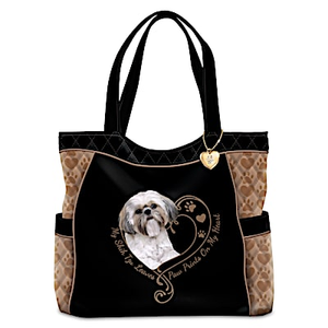 Paw Prints On My Heart Shih Tzu Tote Bag