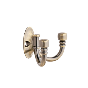 Ball End Double 'U' Shape Robe Hook - Antique Brass - Wall/Door Mountable - Decohooks