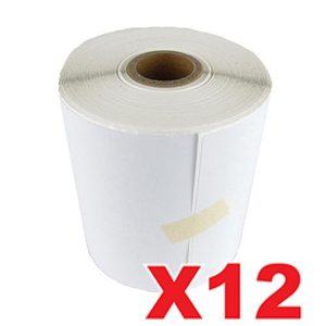 12 Rolls 100mm X 150mm Perforated Direct Thermal Labels White - 350 Labels per Roll