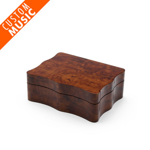 Gorgeous Scalloped Shape  Custom USB Module Wooden Musical Jewelry Box