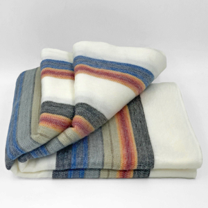 Siguitag – Alpaca Wool Throw Blanket – Queen 90x65 in – Multicolor Thin Stripes