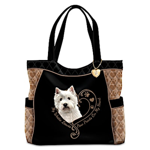 Paw Prints On My Heart Westie Tote Bag