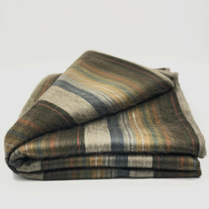 Atocha – Alpaca Wool Throw Blanket – Queen 90x63 in – Coffee Thin Stripes