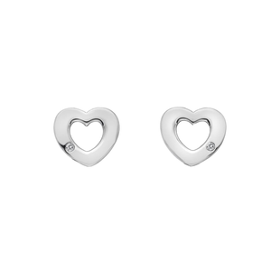 Hot Diamonds Sterling Silver Diamond Open Heart Earrings DE616