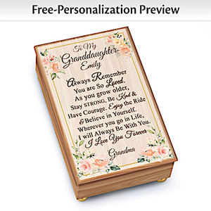 To My Granddaughter Personalized Music Box