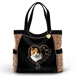 Paw Prints On My Heart Calico Tote Bag