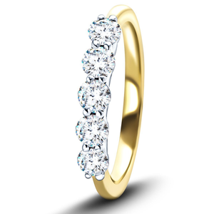 Five Stone Diamond Ring with 0.30ct G/SI Quality in 18k Yellow Gold
