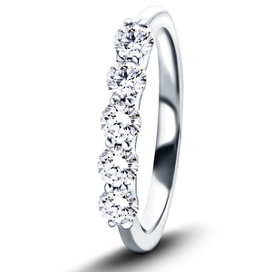 Five Stone Diamond Ring with 0.50ct G/SI Quality in Platinum