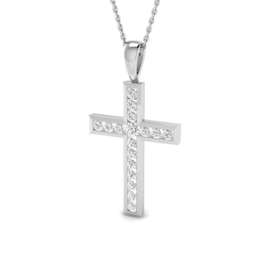Diamond Cross Necklace with 1.00ct G/SI Diamonds in 9k White Gold