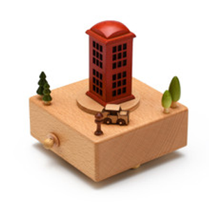 Animated 18 Note Musical Wooden Iconic Red Telephone Box Keepsake