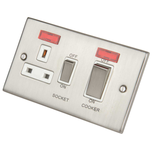 LGA Selectric 5M 45A DP Cooker Control Unit with Neon Metal / White Insert Satin Chrome