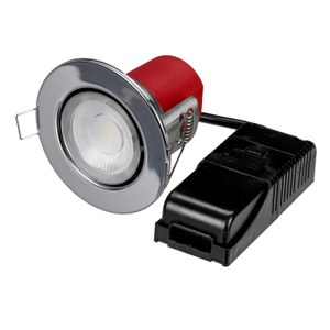 5W LED Fire Rated Colour Selectable IP65 Tilt Downlight Polished Chrome