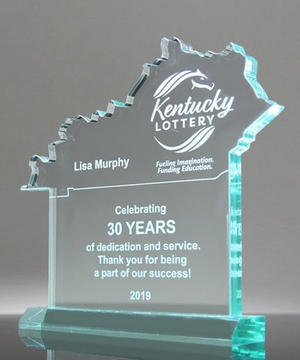 Kentucky Acrylic State Shape Trophy