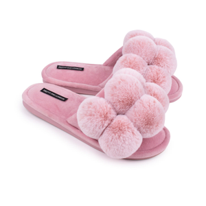 Dolly Fun Pom Slider Slippers In Pink (M)