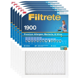 Genuine 3M Filtrete MPR 1900 Premium Allergen Bacteria Virus 1" Furnace & AC Air Filter - 6-Pack