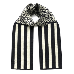 Leopard With Stripes Wool & Cashmere Scarf