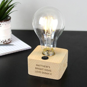 LED Bulb with Personalised Wooden Base