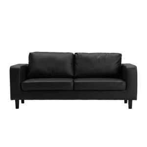 Box Black Leather 3 Seater Sofa