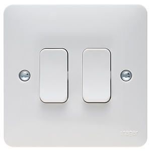 Hager Sollysta 10AX 2 Gang 2 Way Wall Switch (WMPS22)