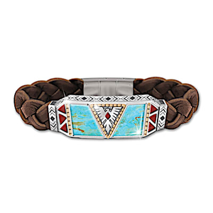 Turquoise And Leather Native Spirit Bracelet