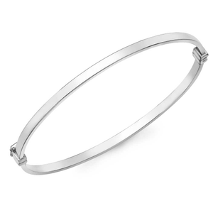 9ct White Gold Plain Oval Hinged Bangle 5.31.2111